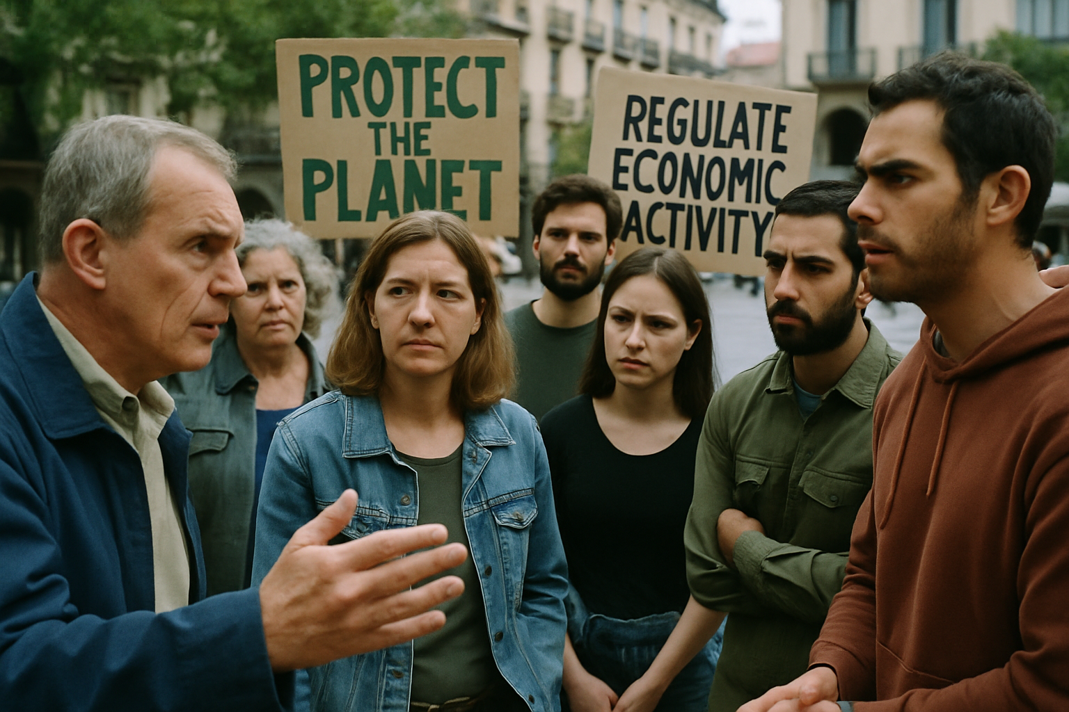 Un grupo de personas reunidas en una plaza pública