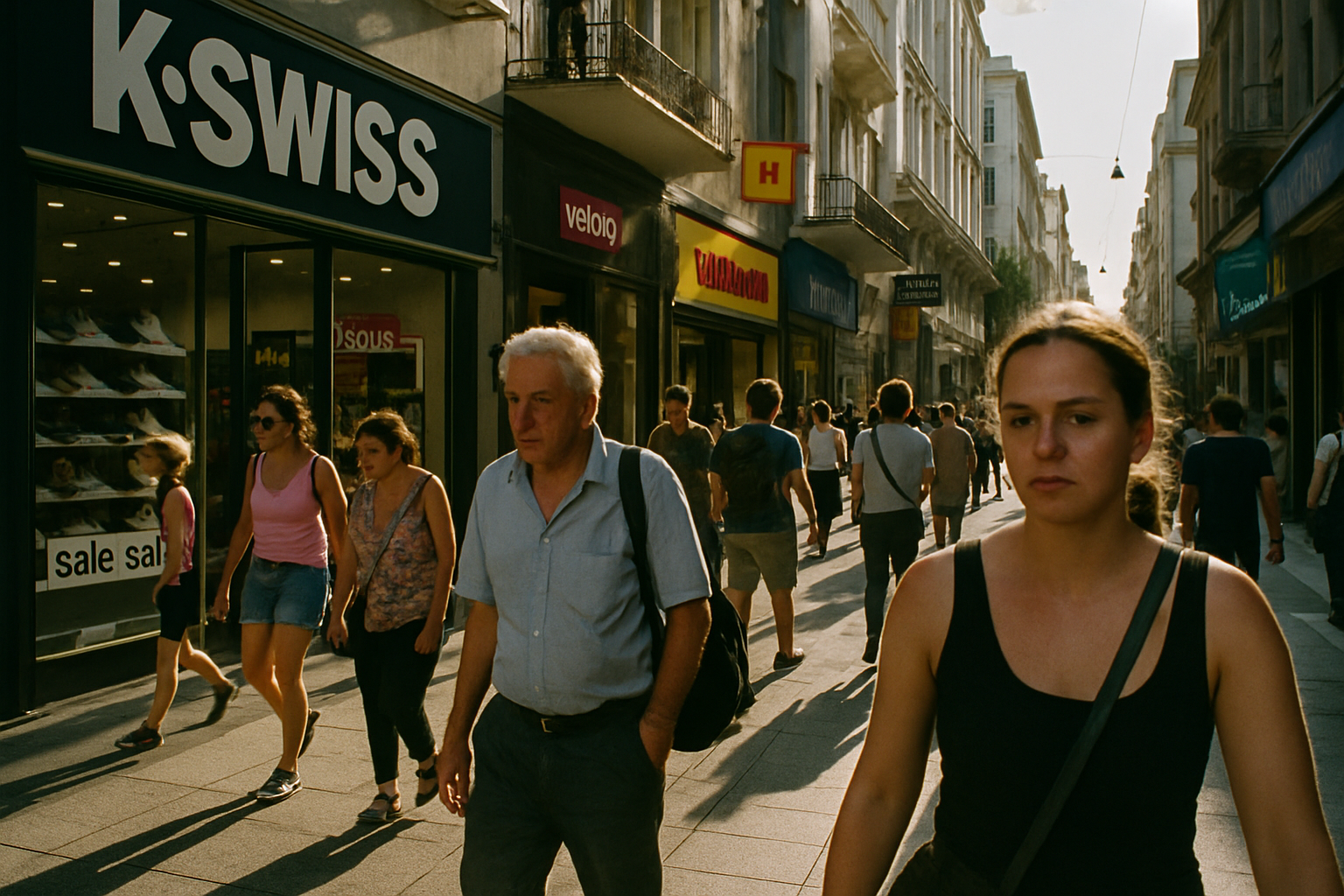 Personas caminando en una calle comercial de Buenos Aires