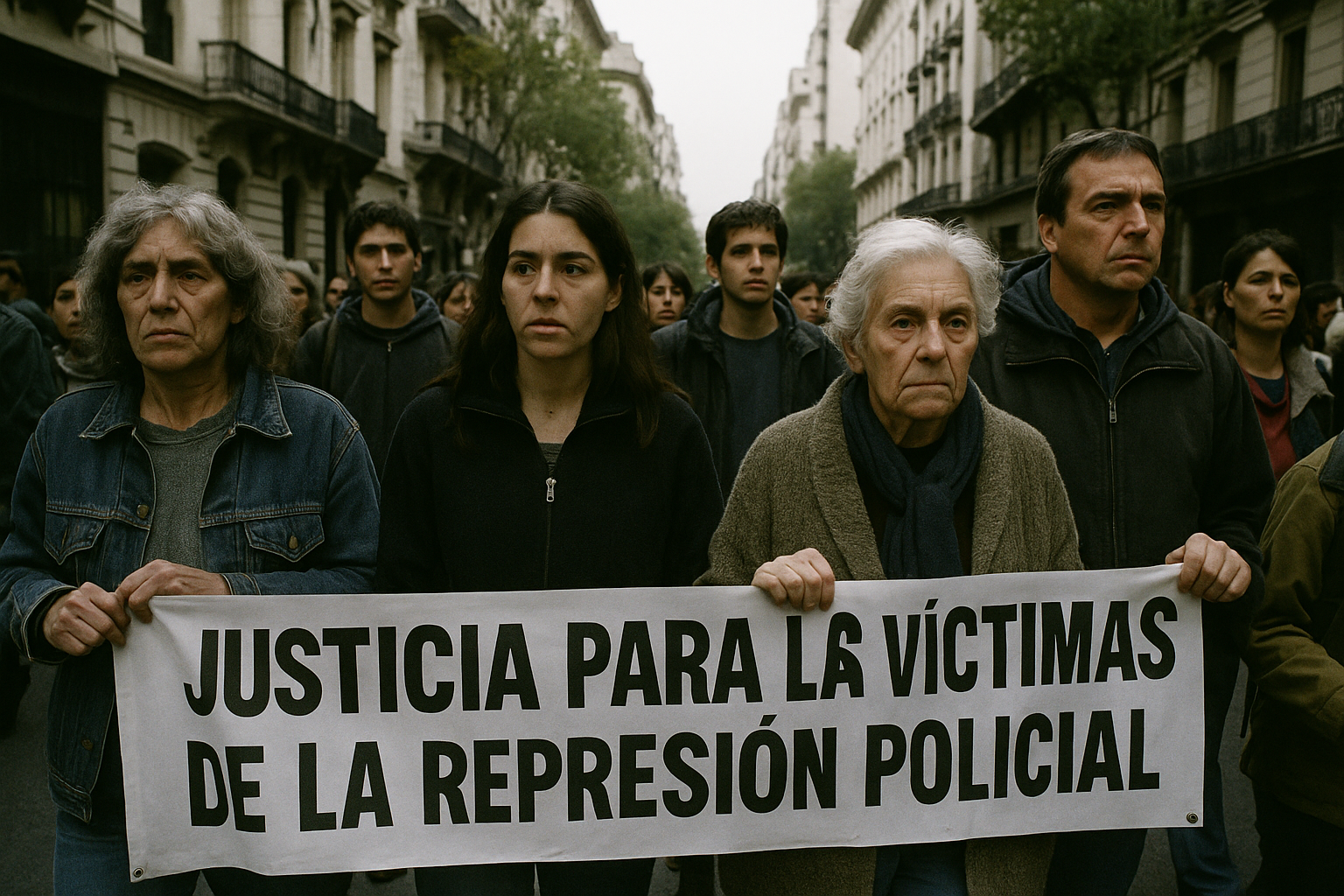 Un grupo de personas protestando contra la brutalidad policial en las calles de Buenos Aires